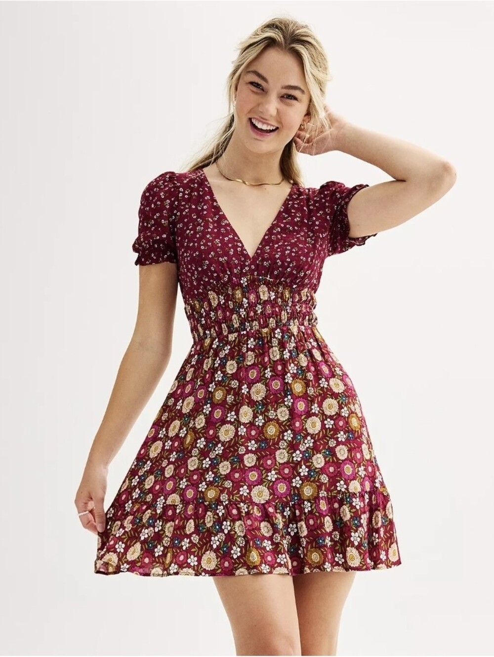 Juniors' SO Smocked Fit & Flare Dress NWT SZ L